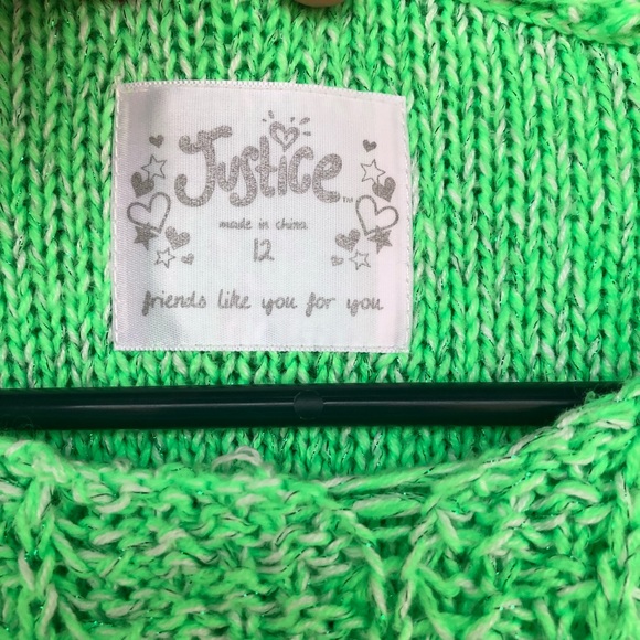 Girl’s Justice Green Shorter Hooded Sweater Size 12 - Picture 2 of 5